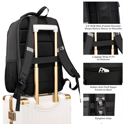 Cafele Laptop-Rucksack, Schulrucksack mit 17,3-Zoll-Laptopfach & USB-Ladeanschluss für Beruf und Reisen, Fashion-Rucksack für Damen und Herren-Grau