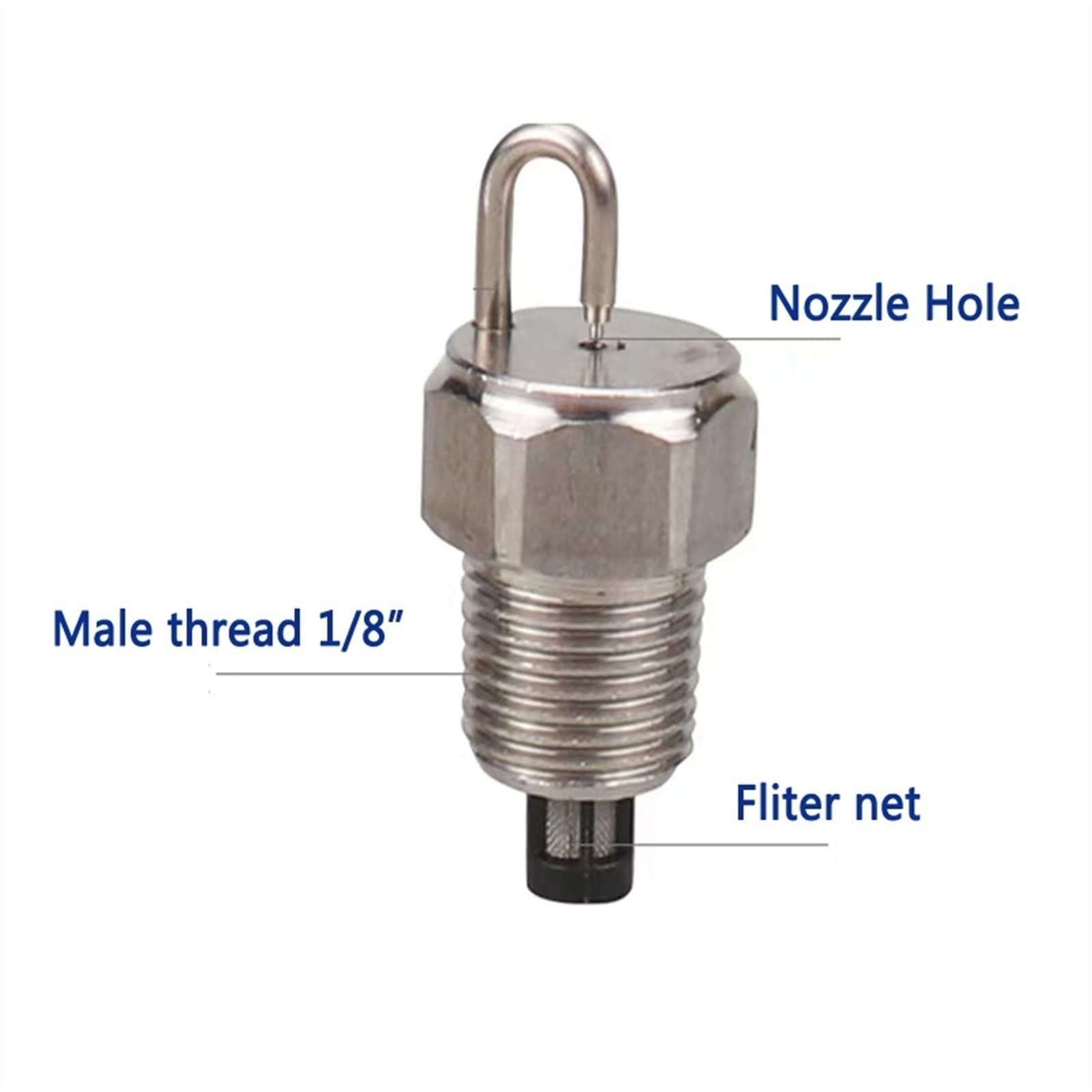 Dysze zraszające mosiężne, 50 sztuk dysz zraszających z trzpieniem 1/8" NPT, głowice zamienne ze stali nierdzewnej (0,15 mm)