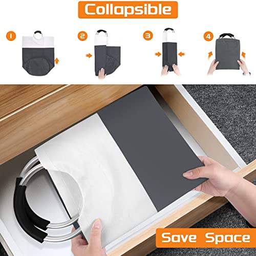 Image of BlissTotes Laundry Basket, Laundry Hamper, Collapsible Laundry Baskets, Dirty Clothes Hamper, Waterproof Laundry Basket with Foam Protected Aluminum Handles for College Dorm, Family 90L (Gray) | Collapsible Dirty Clothes Hamper, Foldable Laundry Bag for Dorm, Waterproof Fabric, Padded Aluminum Handles
