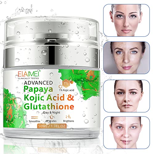 Papaya Cream, Kojic Acid Glutathione Natural Skin Nourishing Resurfacing Face Cream, Acne Scars, Intensely Hydrating, Soothing, Provide Elastic And Youthful Skin #TOP3