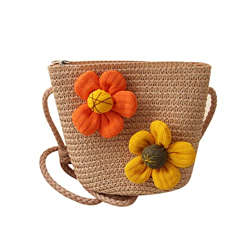 Bolso de hombro con sombrero de paja para niños y niñas, para verano, playa, princesa, monedero, Pink Cover