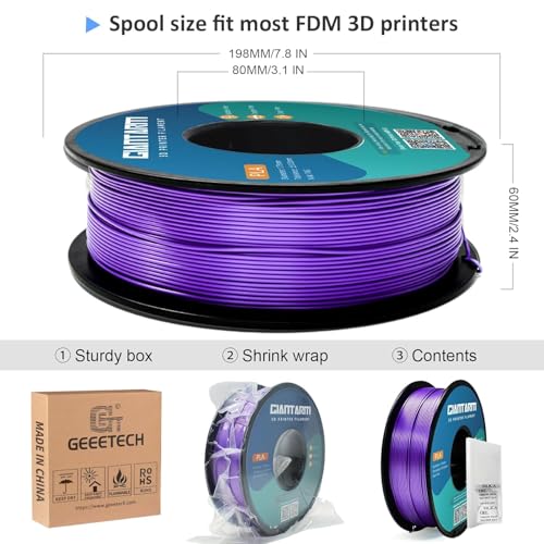 Image of PLA Filament 1.75 mm, GIANTARM 3D Printer Filament PLA Purple 1 kg Spool