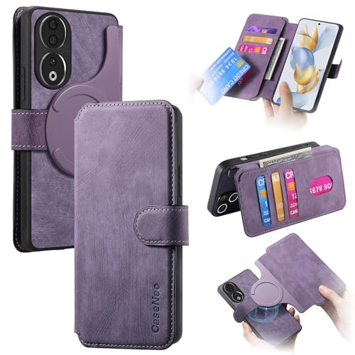 Rfvzubemok Compatible with Huawei P60 Case,Compatible with Huawei P60 Pro Card Holder Magnetic Stand 2 in 1 Wallet Phone Cover Purple