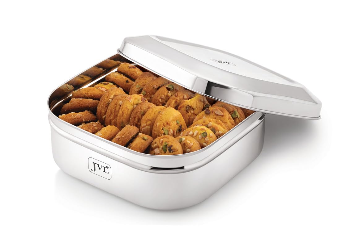 JVL Stainless Steel Kitchens Storage Costa Square Shape Container Box with Steel Lid - Small - 1 Pcs - 1350 ml (B08VDMC2B2) Amazon Price History, Amazon Price Tracker