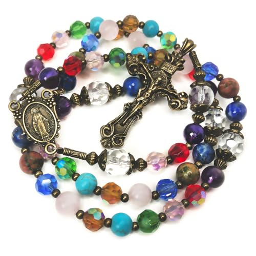 Beautiful Basilica Window Crystal and Stone Rosary Beads for Women