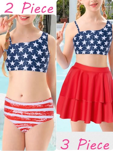 Image of RAISEVERN Girls Swimsuit 3 Piece Bathing Suits Cute Swimwear for 5-12 Years