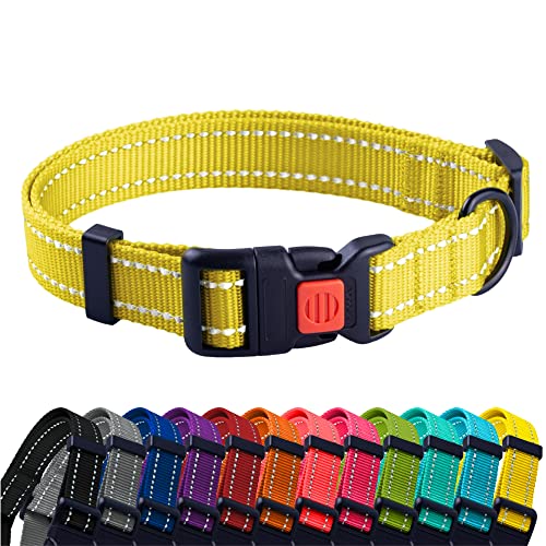 CollarDirect Collare riflettente per cani di taglia piccola, media e grande, con fibbia a sgancio rapido, per bambini e bambine (giallo, 45-66 cm)