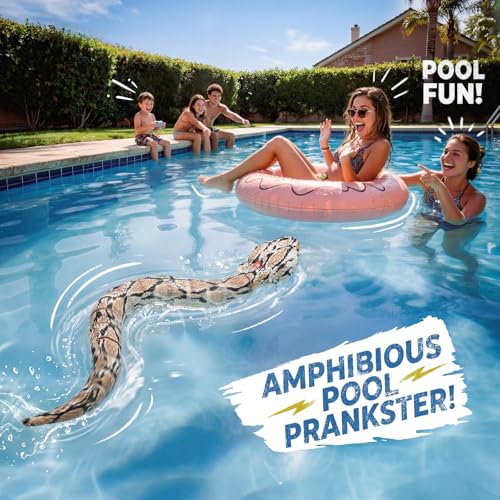 Image of Veeniix Amphibious Remote Control Rattlesnake Toy, Realistic Snake Toy with Rattle Sound for Pranks, Indoor & Outdoor Games, Funny Gag Gift, Halloween Trick Toy & Birthday Gift for Kids Ages 3+