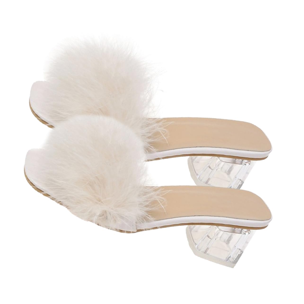 BESPORTBLE Pantuflas de Tacón Peludo para Mujer Talla 39, Gamuza y Goma