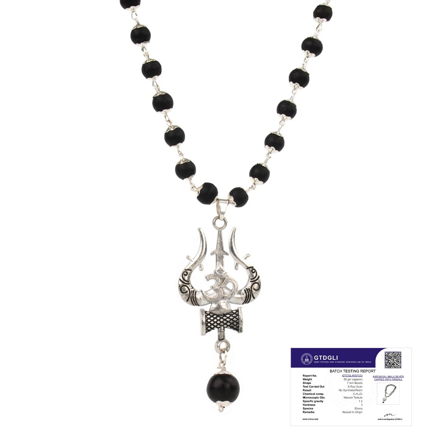 Astrotalk Karungali Malai with Om Shiv Trishul Pendant | Karungali Mala Original 54 Beads | Blessings of Lord Shiva & Murugan | Divine Mala for Protection, Peace & Strength | Gift for Man & Woman