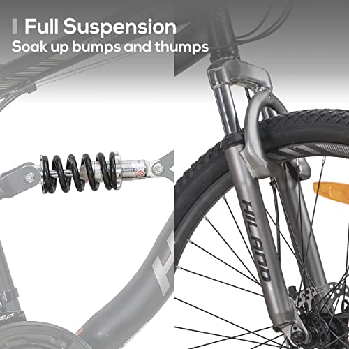 Hiland Full Suspension Mens Mountain Bike, Shimano 21 Speed, 26 Inch Wheel,Dual Disc Brake Bike For Men Womens Adult Bicycle #TOP3