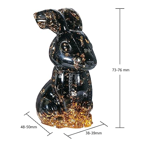 Figura de cristal conejo negro hecho a mano miniatura 4
