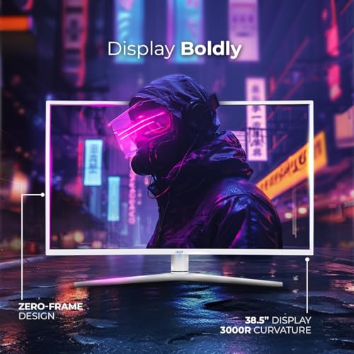 Image of Acer XZ396Q 38.5 Inch (97.79 Cm) Led 3000R Curve WQHD VA Panel LCD Monitor with LED Back Light technology I 1 MS VRB I 170 Hz I Hdr 400 I Dci-P3 93% I Amd Free Sync I 2 x HDMI 2 x DP I Stereo Speakers