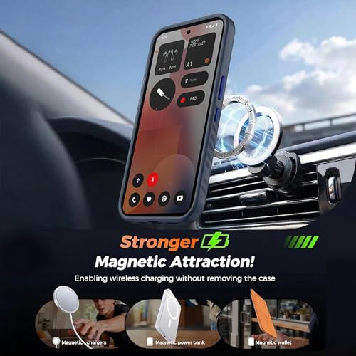Image of KARWAN Slim Shockproof Back Case Cover Compatible with Nothing 3A,Dual Layer Armor Protection with Matt Finish, Heavy Duty Cover with Magnetic MagEase Wireless Charging (Blue)