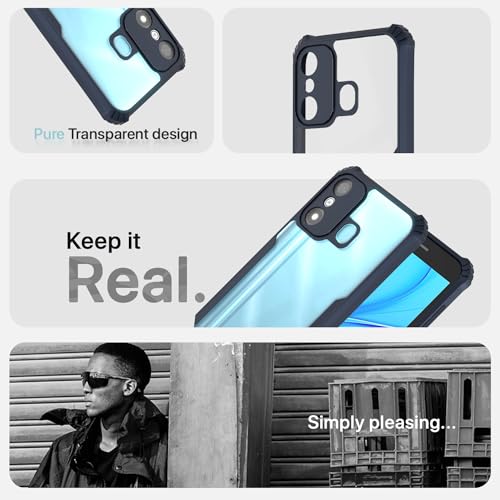 Image of Pikkme itel A27 Back Cover | Crystal Clear Transparent Back | Ultra Hyrbid | Full Camera Protection | Raised Edge | Bumper Back Case (Blue)