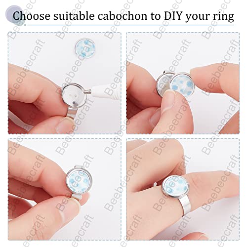 Beebeecraft 40Pcs/Box Stainless Steel Ring Bezel Blanks 12mm Cabochon Base Setting Flat Round Pad Ring Base Findings for Ring Making (Silver Color) - Image 4