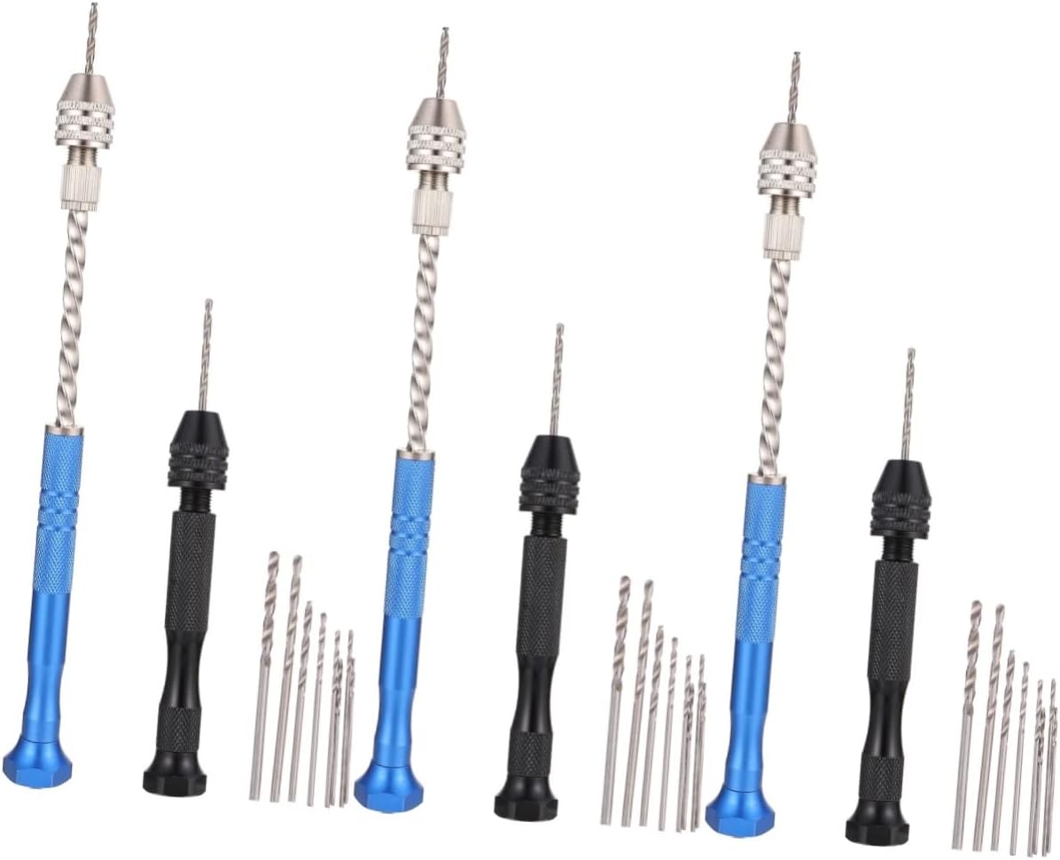 DOITOOL 3sets Drill Bits Hand Drill Tool Kit for Jewelry Making Pin Vise for Projects