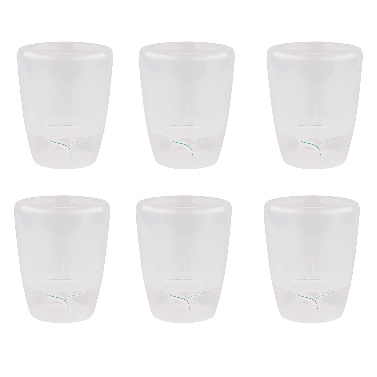 Happyplants ORCHIDEA Clear Orchid Self-Watering Flower Pot Planter With Water Level Indicator Water Reserve And Drainage Holes (Ø12.5CM Ø15CM Ø16.5CM) (Clear/Pack of 6, Ø 15CM / 2L)
