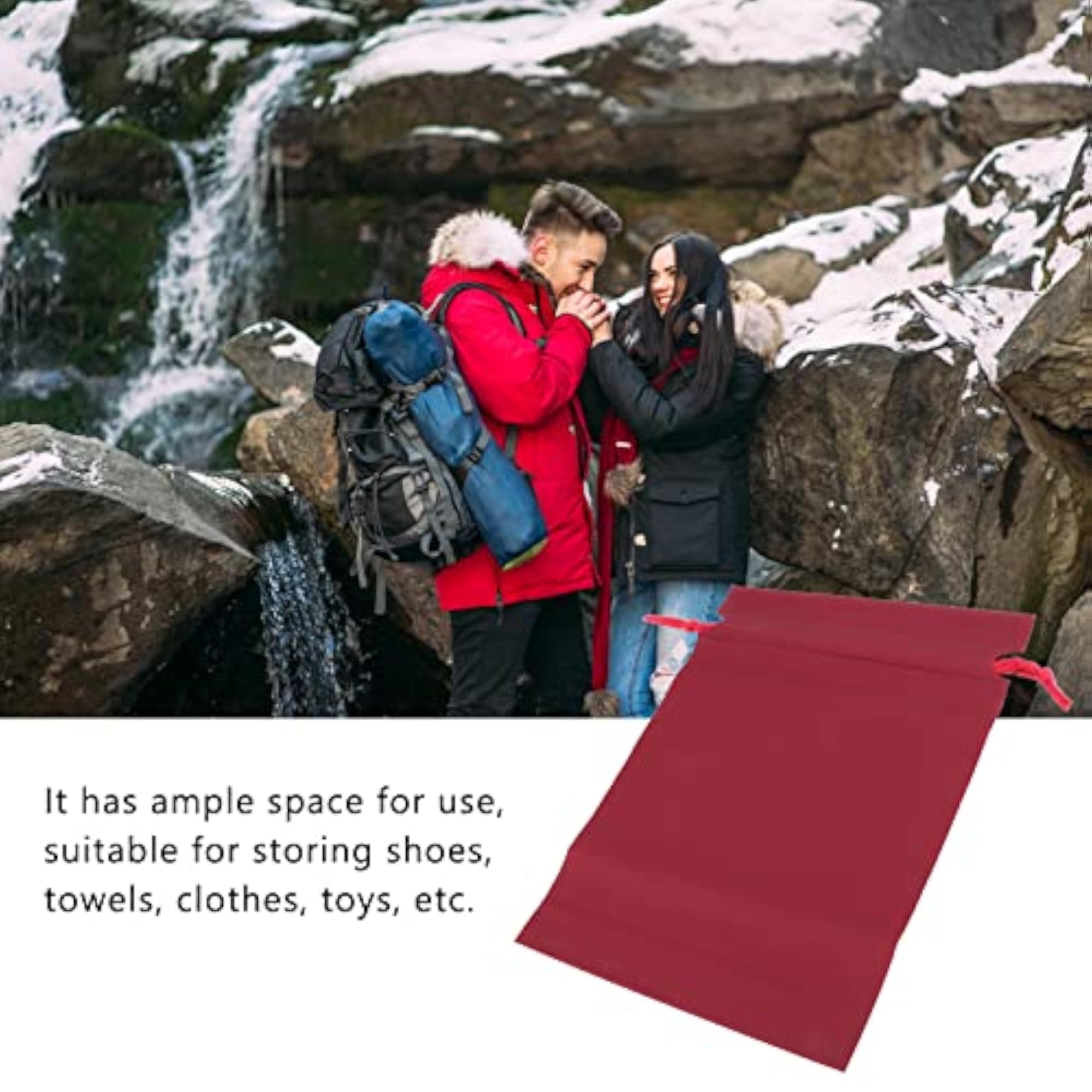 Durable Foldable Drawstring Storage Bag for School & Travel (Red)