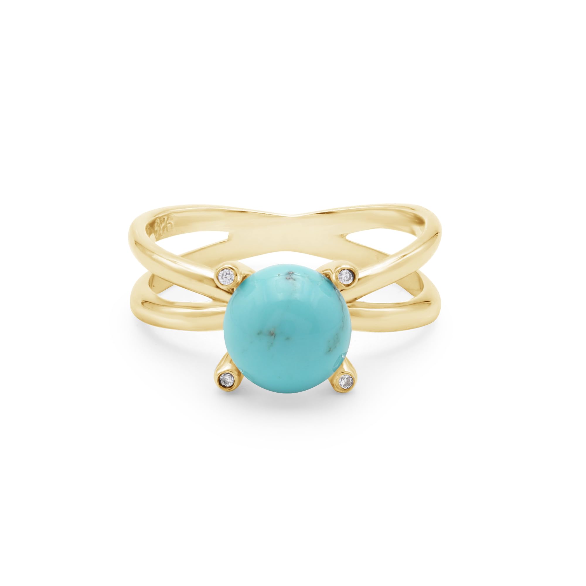 Bague solitaire turquoise au design de croix croisée bohème unique - 4