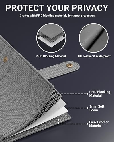Image of FEDUS Leather Premium Long Currency Holder,Passport Holder for Unisex, Wallet with Card Holder,Id Card,Ticket,Currency,Boarding Pass Slots RFID Protected Travel Accessories Organiser,Grey