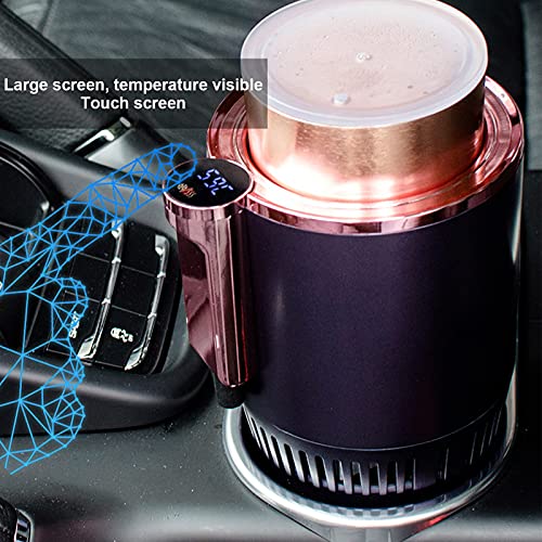 Image of 2-in-1 Smart Car Cup Cooler and Warmer,Car Cooling and Heating Cup Holder Cigarette Lighter Powered with LED Temperature Display Touch Control