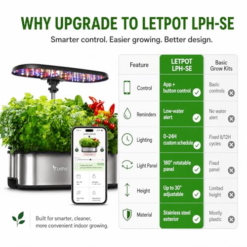 Image of LETPOT LPH-SE Hydroponics Growing System, 12 Pods Smart Herb Garden Kit Indoor, Indoor Garden, APP & WiFi Controlled, with 24W Growing LED, 5.5L Water Tank, Pump System, Automatic Timer