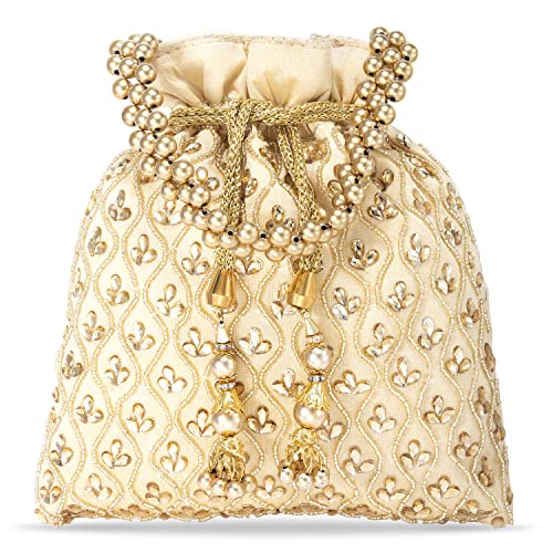 Image of Aheli Potli Purses Gift for Women Handmade Evening Handbag Stylish Bridal Fashion Wristlet