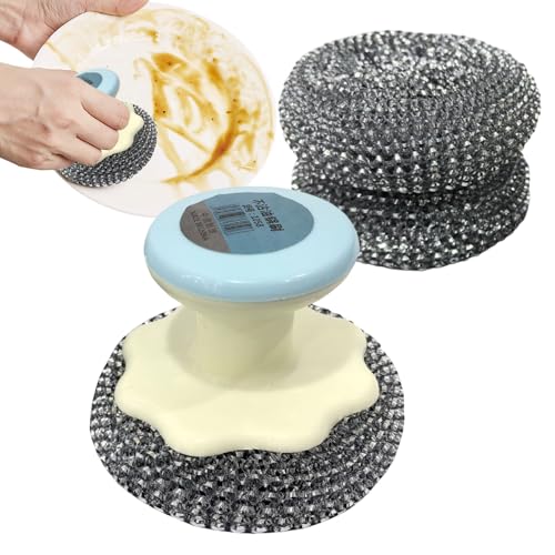 Cepillo para platos, 2 bolas de cepillo de repuesto de diseño desmontable, cómodo agarre ergonómico, limpiador de platos para estufas, fregadero y tablas de cortar