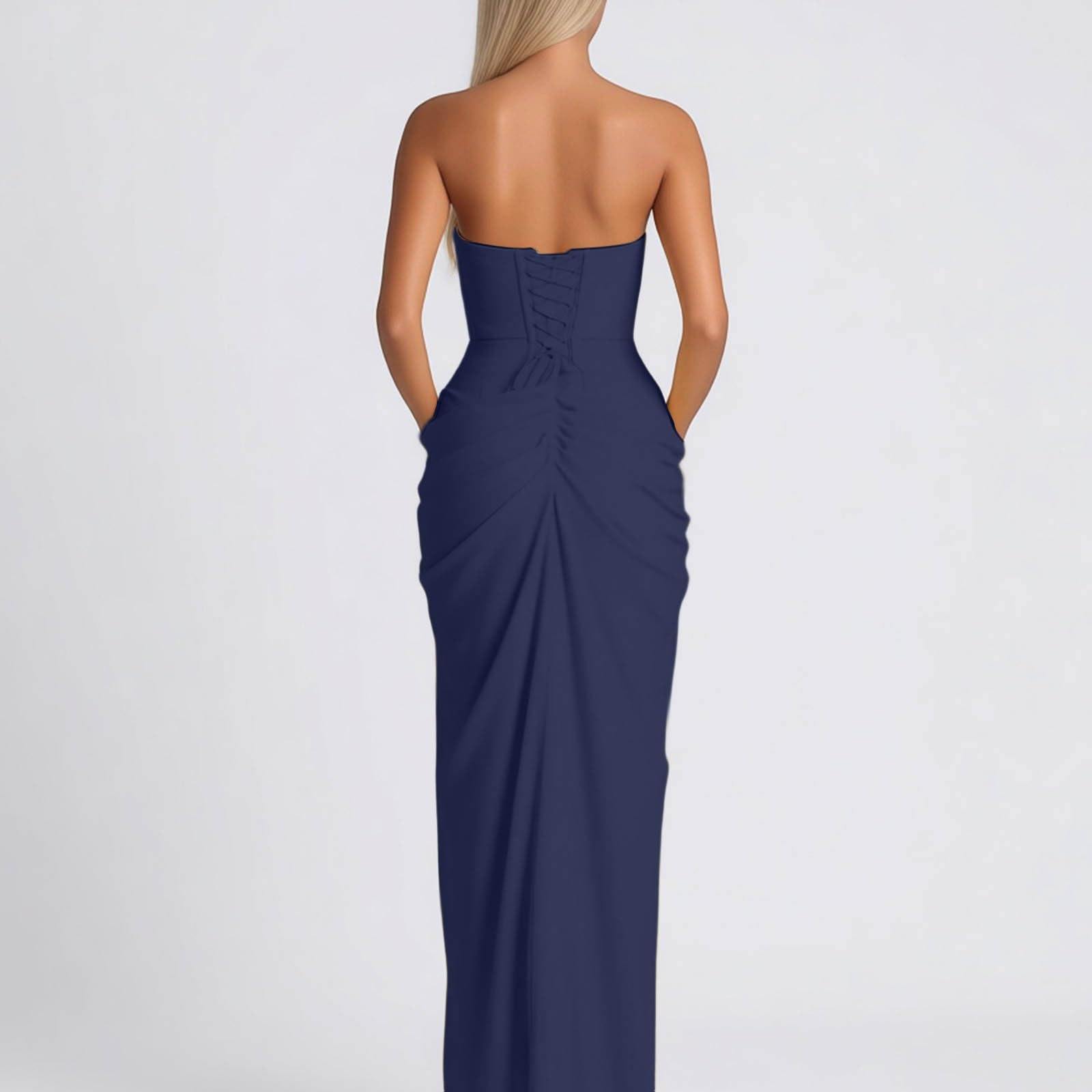 Elegante Vestido de Noche para Ocasiones con Diseño de Hombros y Espalda Descubiertos y Abertura Alta