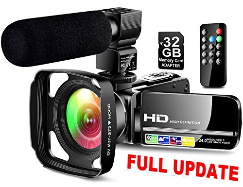 【Full Upgrade】 Ultra HD Video Camera Camcorder with Powerful Microphone 1080P Vlogging Camera