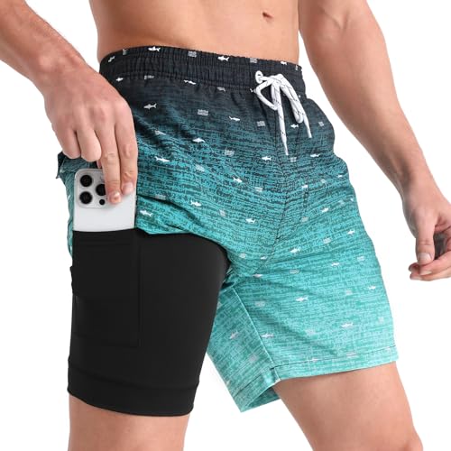 zeetoo Mens Swim Trunks with Compression Liner 5.5