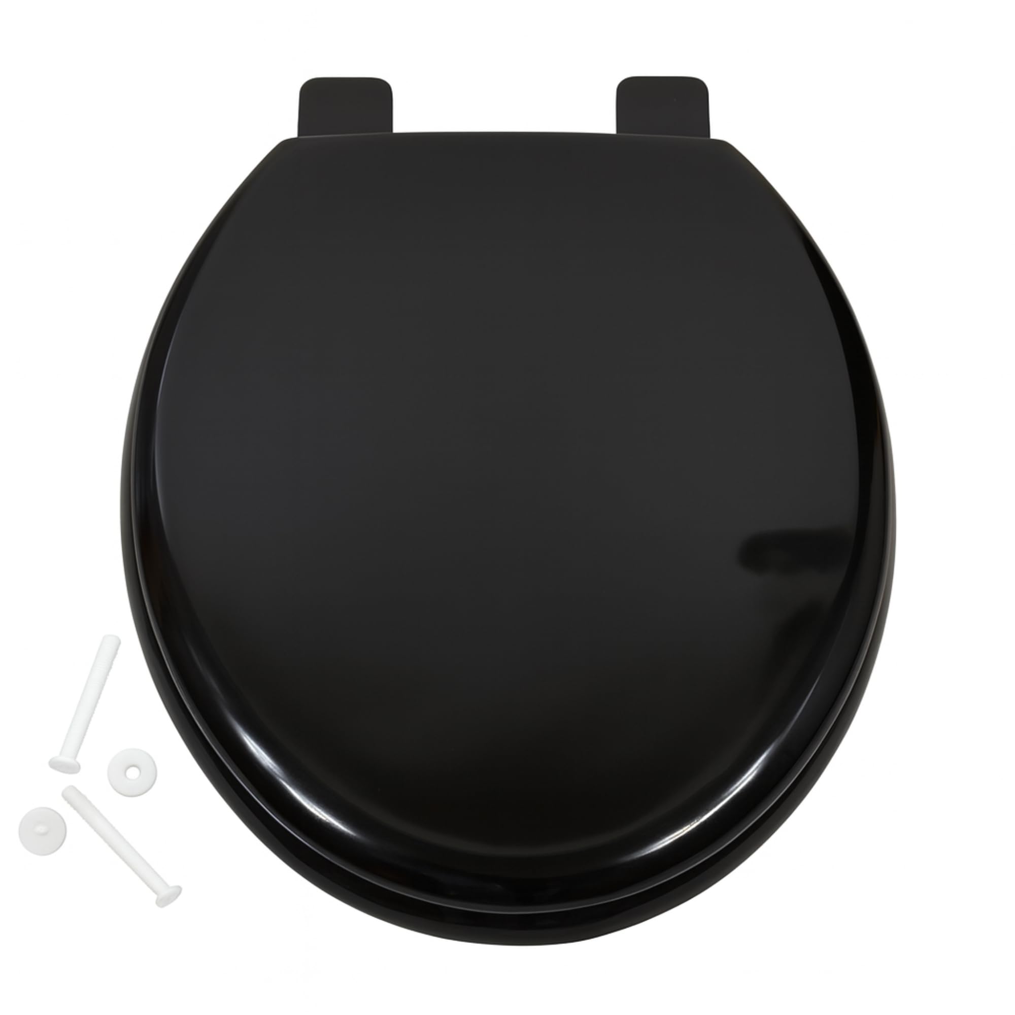 Emerald BS Toilet Seat – Black – Standard Oval Seat with Hinges & Fixings – Durable WC Seat