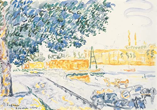 La Seine à Asnières Paul Signac Tableau sur toile poster format 58x90cm pour salon moderne