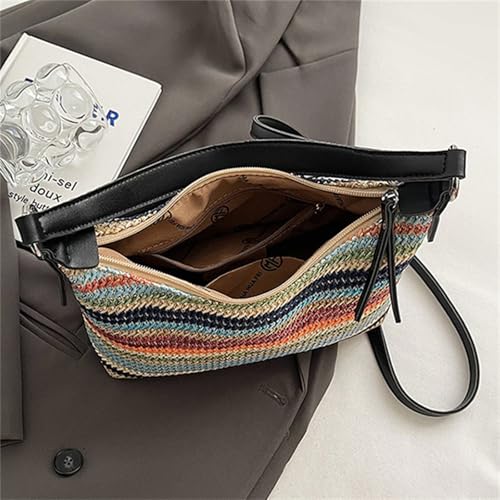 Bolso de verano tejido para mujer estilo bandolera color arcoíris miniatura 6