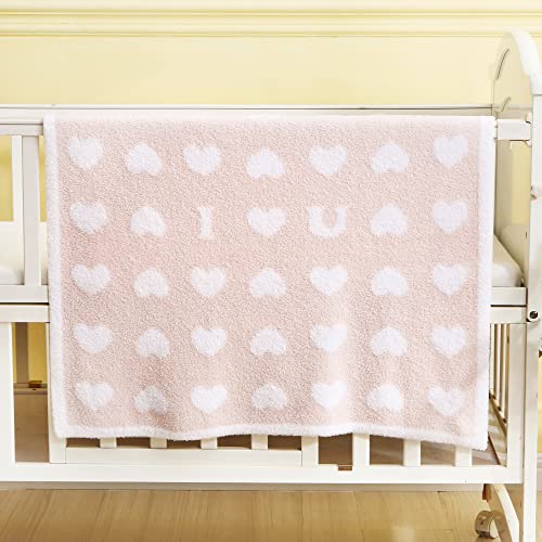 Image of BOBOYOYO Plush Baby Blankets for Newborn Girls Boys Heart Soft Fuzzy Warm Swaddle Receiving Blanket 30 x 30 Polyester Toddler Blanket for Crib Stroller Nursery Pink