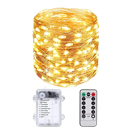 Sorteos LEDs Fairy Lights, 16.4 Feet 50LED Ultra Bright Plug in Fairy String Lights with 8 Modes Remote Control Timer Twinkle Lights for Indoor Outdoor Christmas Patio Wedding Party, Warm White