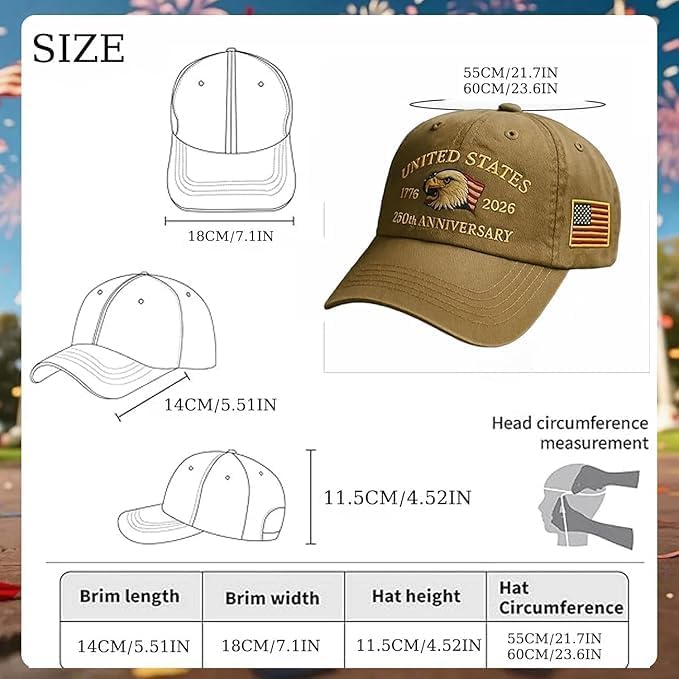 American Flag Baseball Cap, United States 250th Anniversary Hat, Adjustable Fit Patriotic USA Denim Trucker Hat for Men Women - Image 7