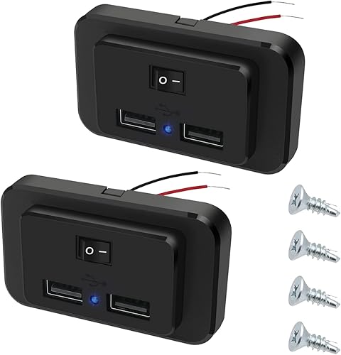 Miniatura 1 de Paquete de 2 adaptadores de carga de coche USB dual de 12 V-24 V, toma de corriente rápida con tapa adaptador de 4.8 A, múltiples puertos para