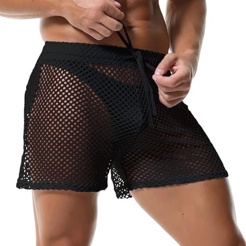 YUFEIDA Men's Fishnet Boxer Shorts Cute Drawstring Trunks Breathable Boxers3