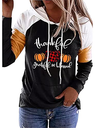 It's Fall Y'all Leopard Plaid Pumpkin Kangaroo Pocket Hoodie Women Funny Thanksgiving Long Sleeve Pumpkin Fall Tops