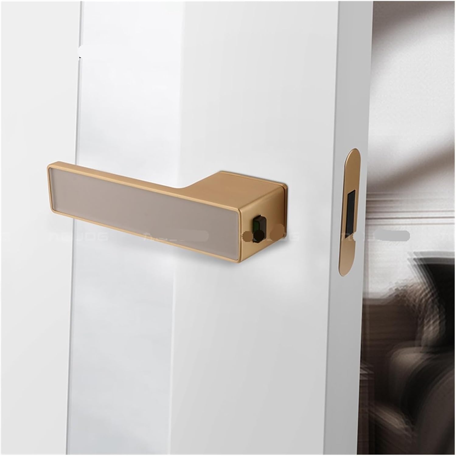 One Word Silent Magnetic Bedroom Door Lock Italian Gray Key Hole Minimalist Ecological Door Lock Square Style(Khaki)