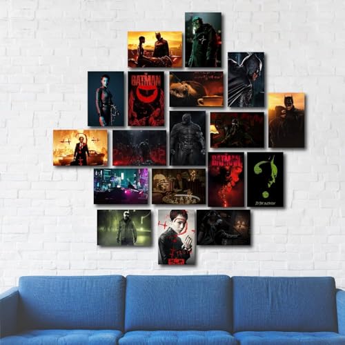 Image of ATEVON Batman Wall Collage Kit - Pack of 18 DC Superhero Posters 6x4 Inches | Dark Knight Wall Art Prints for Bedroom, Home, Office & Fan Decor