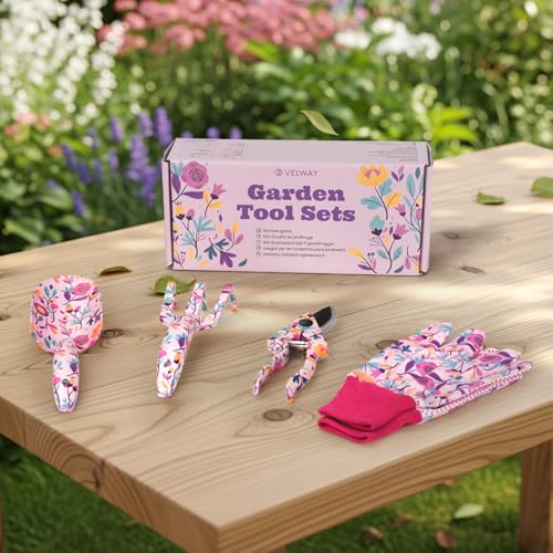 Gardening Gifts for Women Mum - Velway 5-Piece Gardening Tools with Gift Box&Gloves Floral Print Metal Garden Tools Set for Ladies Gardeners Mothers Day Christmas Birthday - Image 3