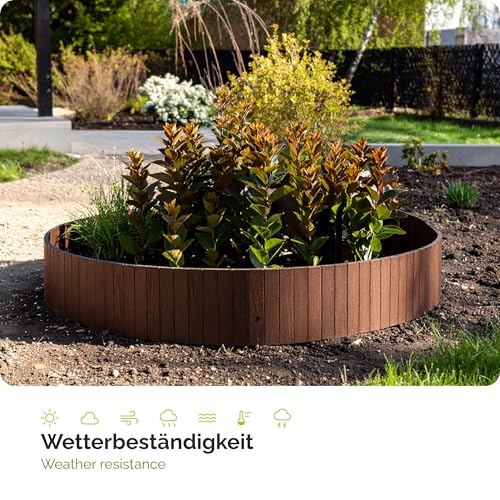 Garronda Beeteinfassung Holz Rollzaun Holzzaun 20 cm x 200 cm imprägniert Flexibler Rollborder Rasenkante Palisade Gartenzaun Umzäunung für Garten GD-0149, Dunkelbraun
