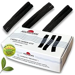 Maquina Japonesa Para Purificar Agua Arekusan Lote de 3 filtros de agua vegetal con carbón activo Binchotan – Purificar el agua del grifo de madera japonesa natural – Bate purificador para jarra, botella de cristal, botella filtrante