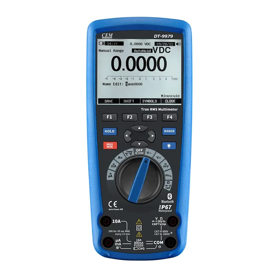 Multimeter DT-9979 by CEM True RMS AC/DC 1000V Digital Multimeter Tester AC DC 50000 counts,IP67 Waterproof and Auto Power Off Bluetooth interface