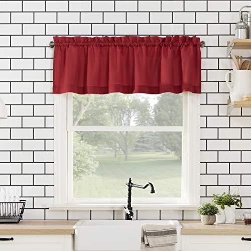 No. 918 Martine Microfiber Semi-Sheer Rod Pocket Kitchen Curtain Valance and Tiers Set, 54