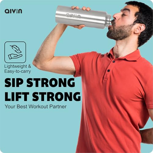 Image of Aivin Iceland Stainless Steel Water Bottle | Leak proof & break-proof | Lid is sealed by a silicone ring | Best Usage for Office /School /College /Gym /Picnic /Home /Fridge |1 Litre | Silver (Iceland)