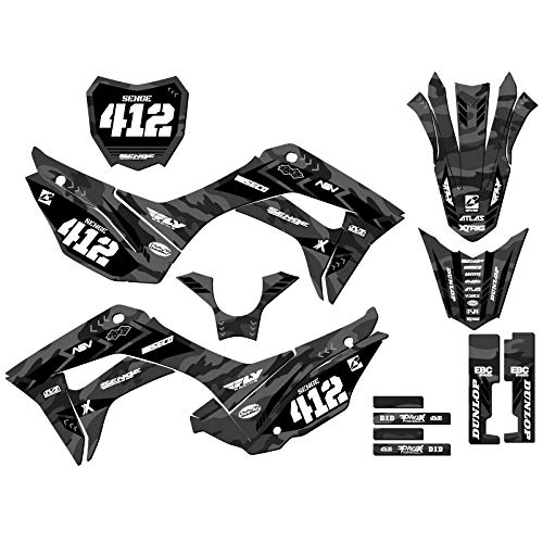 2019-2025 CRF 110 APACHE Grey Senge Graphics Complete Kit With Rider I.D. Compatible with Honda